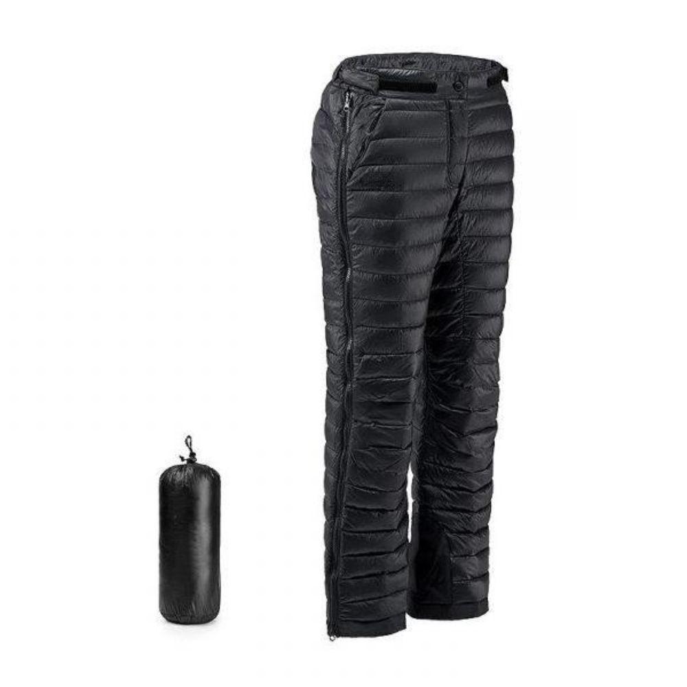 Pantalon thermique en duvet d'oie avec fermeture éclair pour outdoor, camping, randonnée et ski