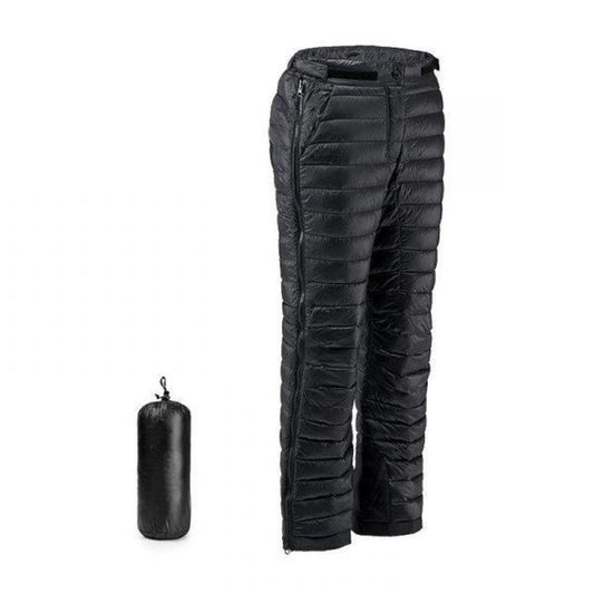 Pantalon thermique en duvet d'oie avec fermeture éclair pour outdoor, camping, randonnée et ski