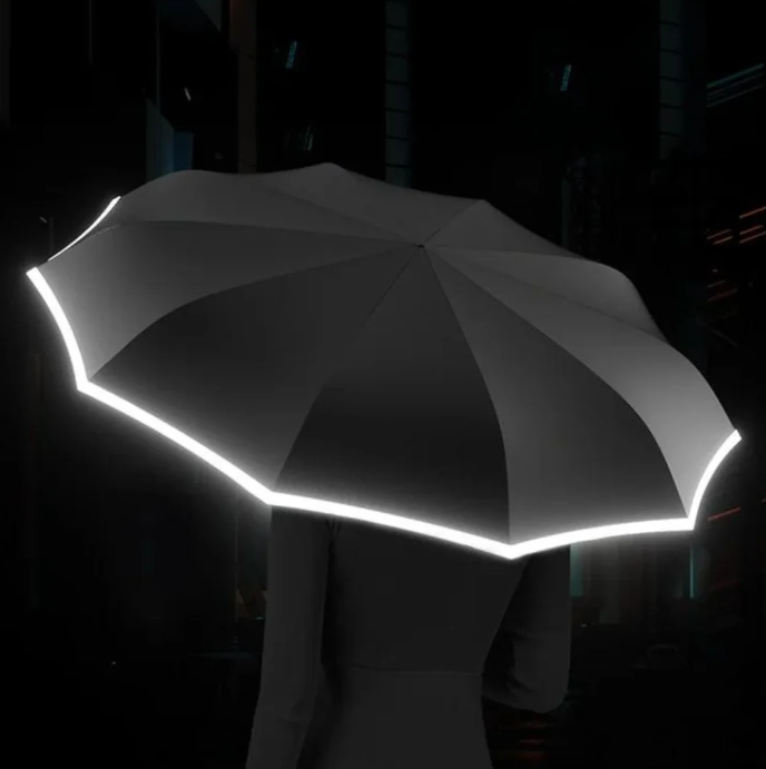 Parapluie coupe-vent avec bande réfléchissante