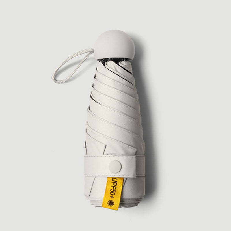 Parapluie de poche forme capsule avec protection solaire UPF50