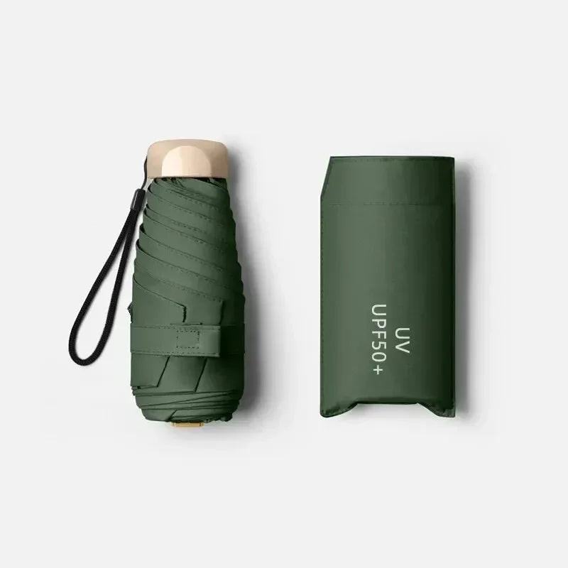 Parapluie de poche soleil et pluie, en vinyle léger, imperméable et protection anti-UV, idéal pour le voyage