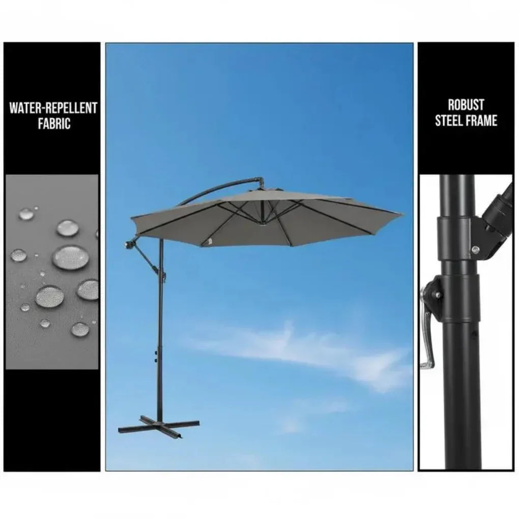 Parasol d'extérieur moderne avec système d'ouverture facile à manivelle