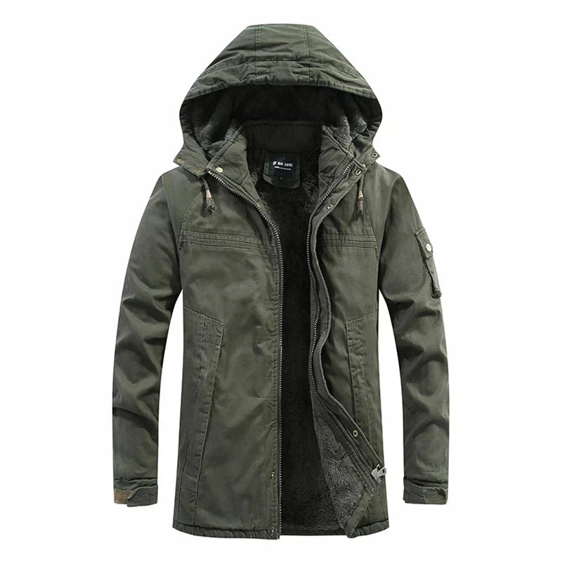 Parka d'hiver homme à capuche et doublure polaire