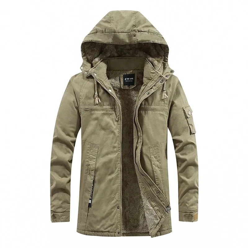 Parka d'hiver homme à capuche et doublure polaire