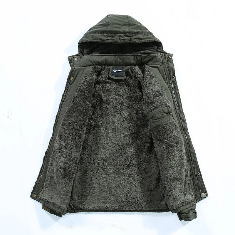 Parka d'hiver homme à capuche et doublure polaire