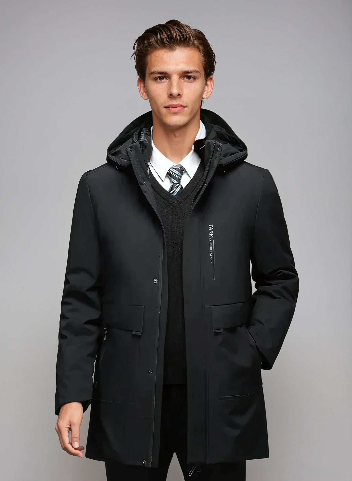 Parka d'hiver homme avec capuche et poches