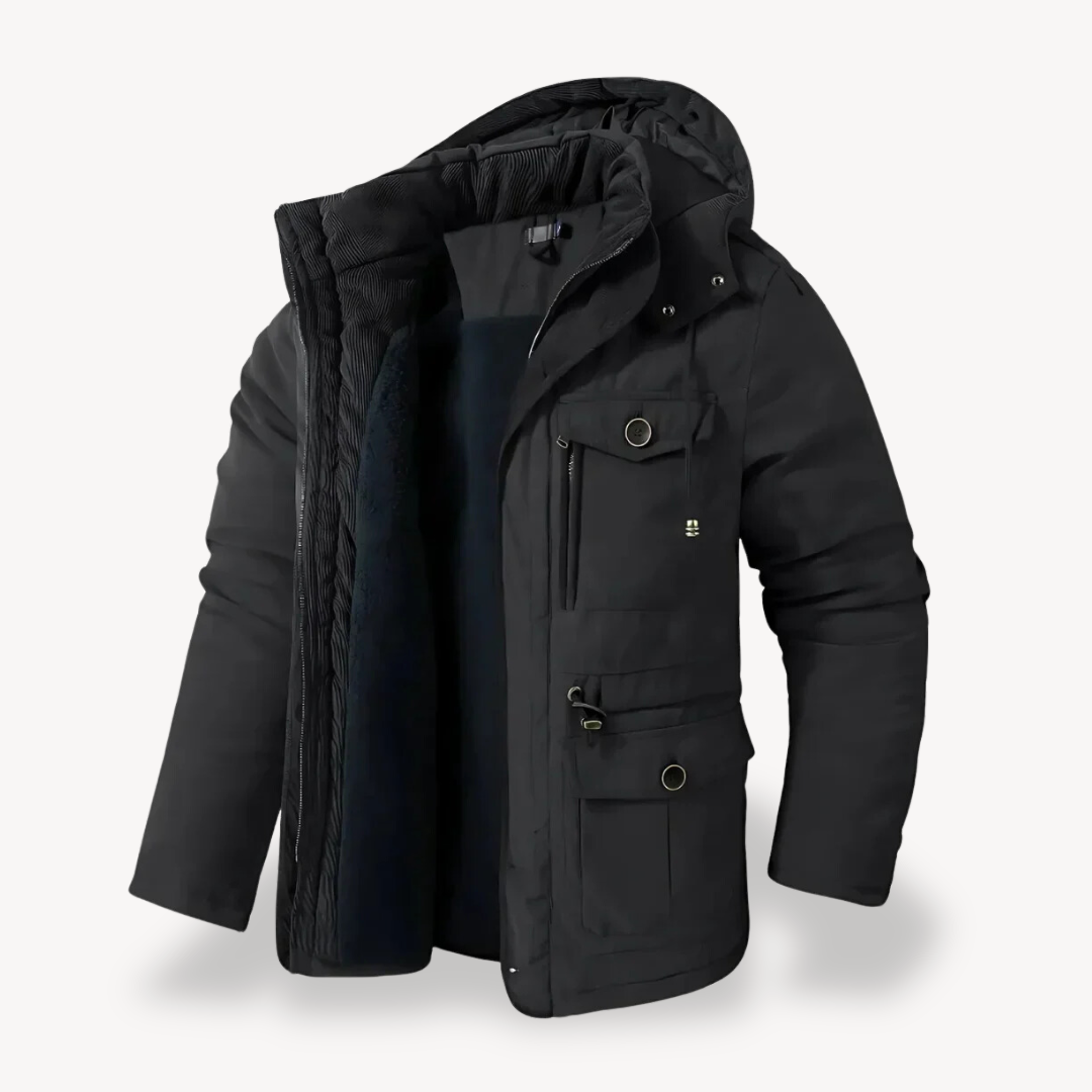 Parka d'hiver imperméable pour homme avec capuche doublée