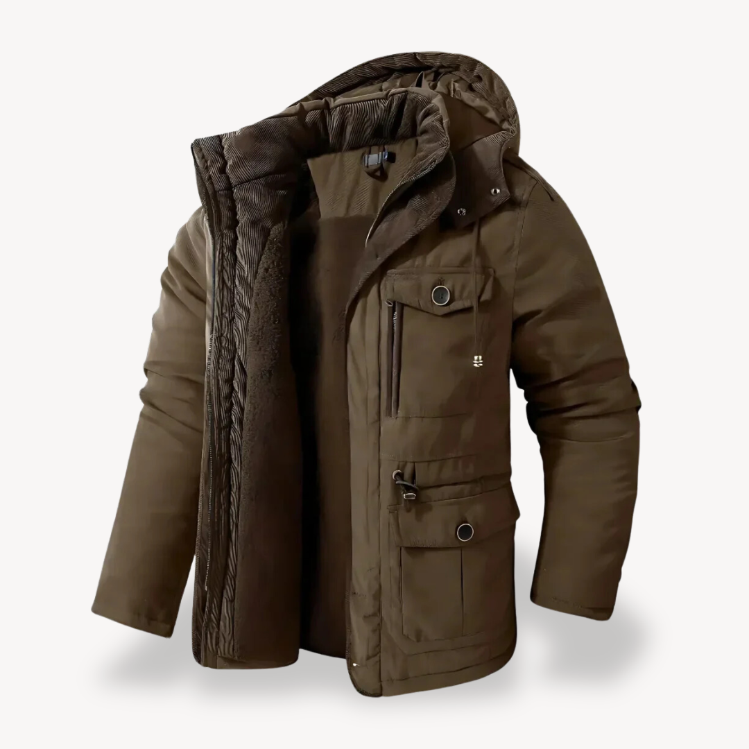 Parka d'hiver imperméable pour homme avec capuche doublée