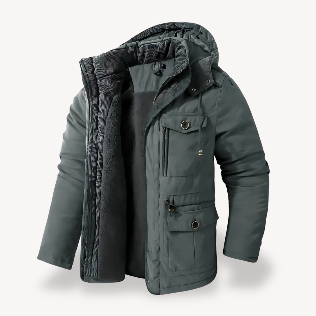 Parka d'hiver imperméable pour homme avec capuche doublée