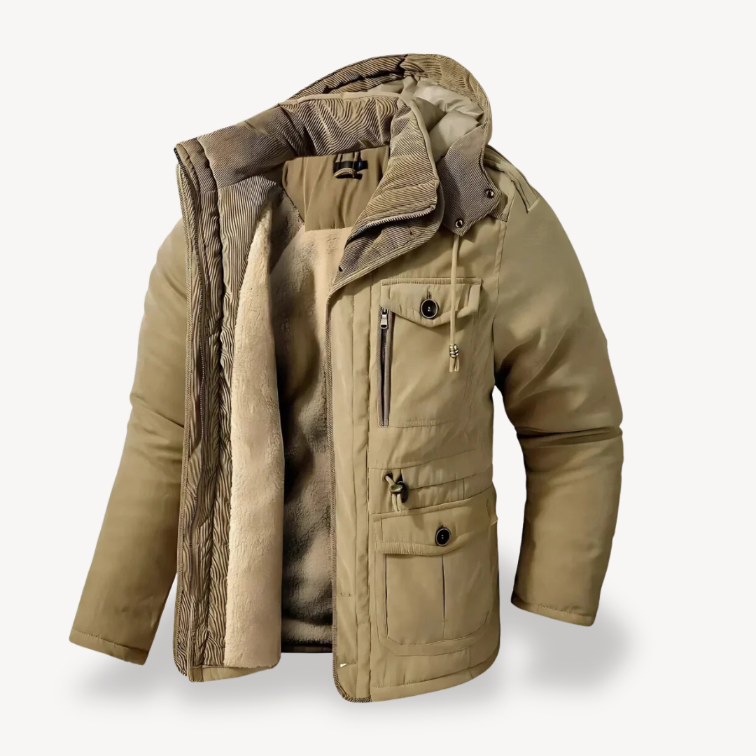 Parka d'hiver imperméable pour homme avec capuche doublée