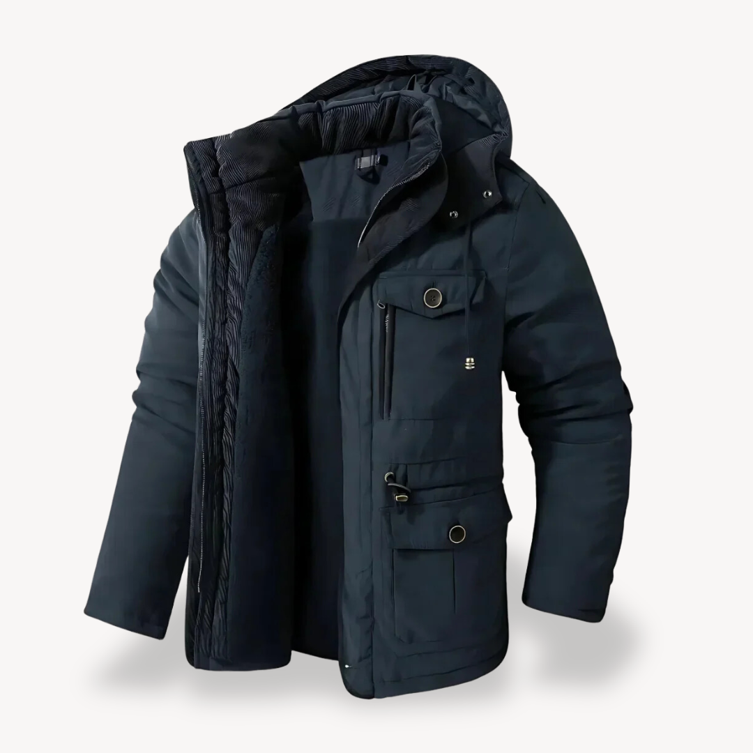 Parka d'hiver imperméable pour homme avec capuche doublée