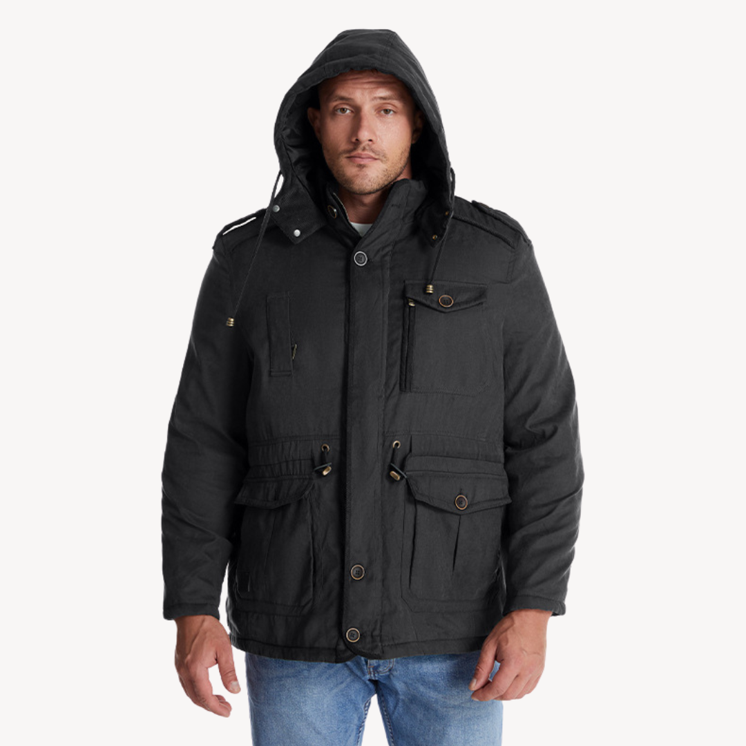 Parka d'hiver imperméable pour homme avec capuche doublée