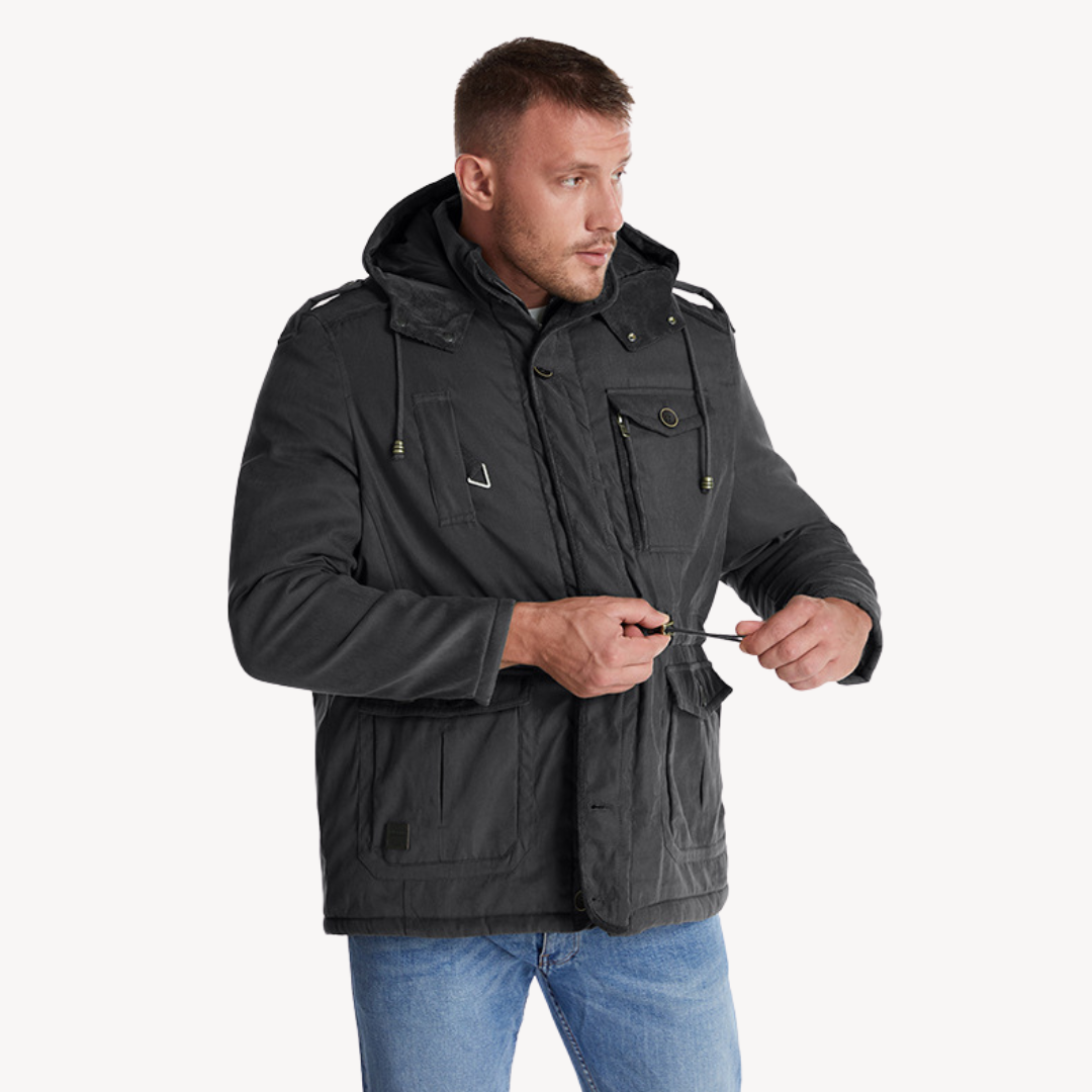 Parka d'hiver imperméable pour homme avec capuche doublée