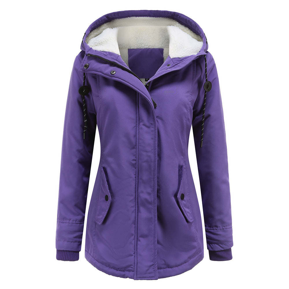Parka pour femme avec capuche et doublure en polaire