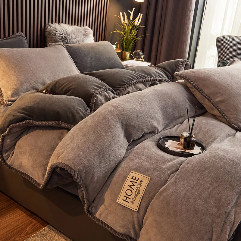 Parure de couette luxueuse en velours polaire