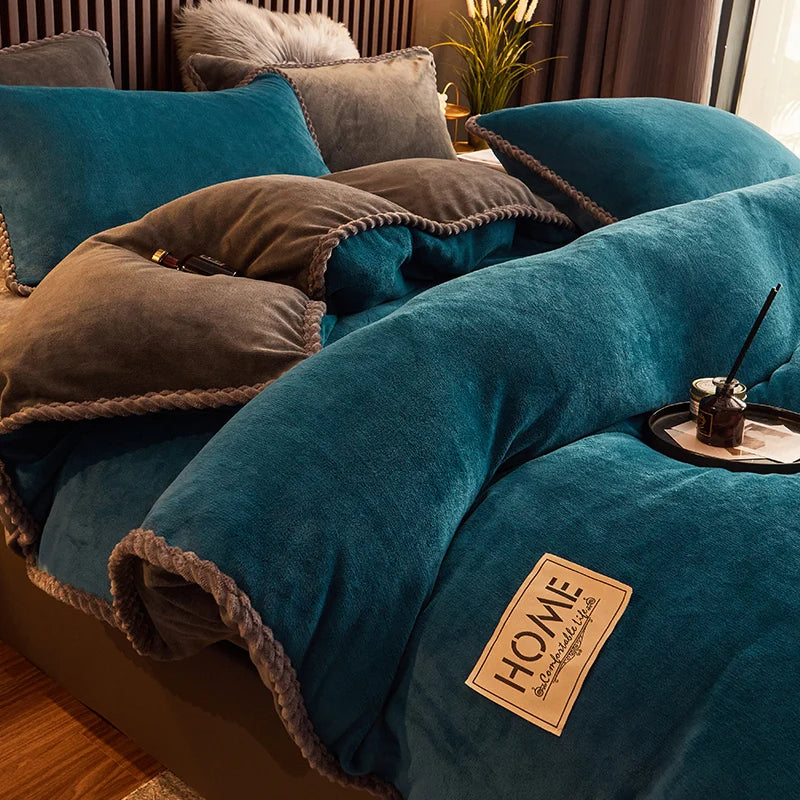 Parure de couette luxueuse en velours polaire