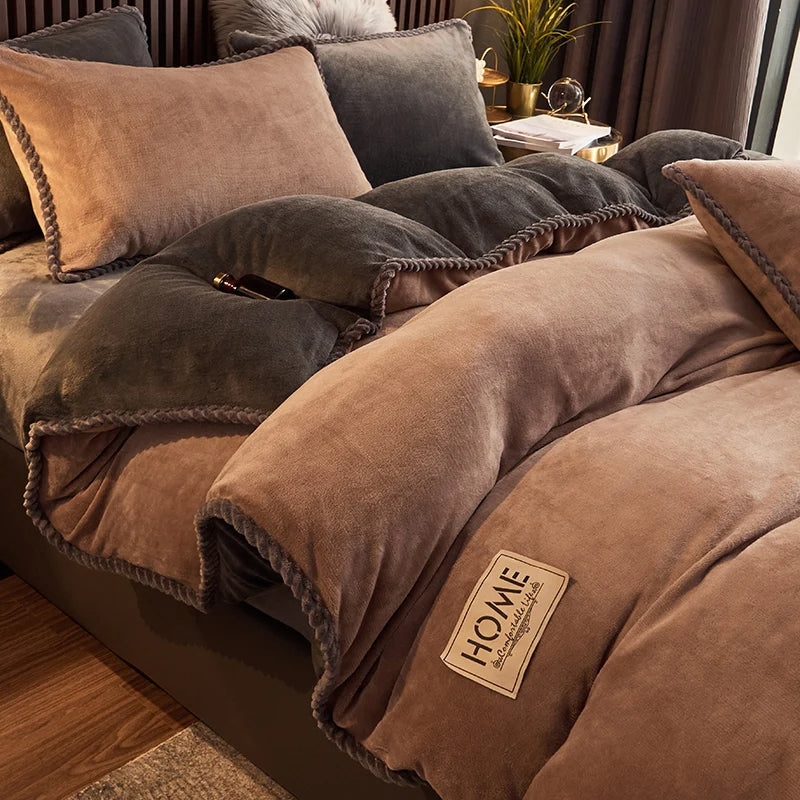 Parure de couette luxueuse en velours polaire