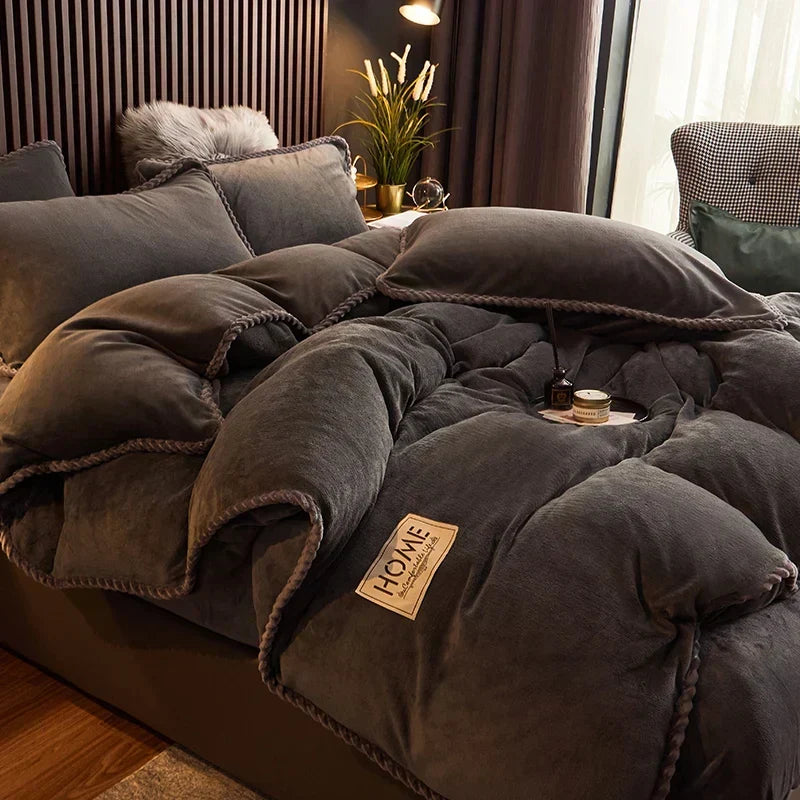 Parure de couette luxueuse en velours polaire
