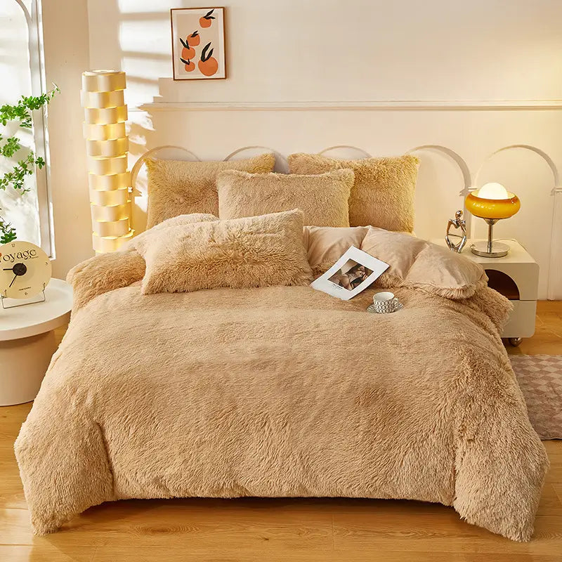 Parure de lit en polaire pelucheuse teddy - chaude et ultra douce