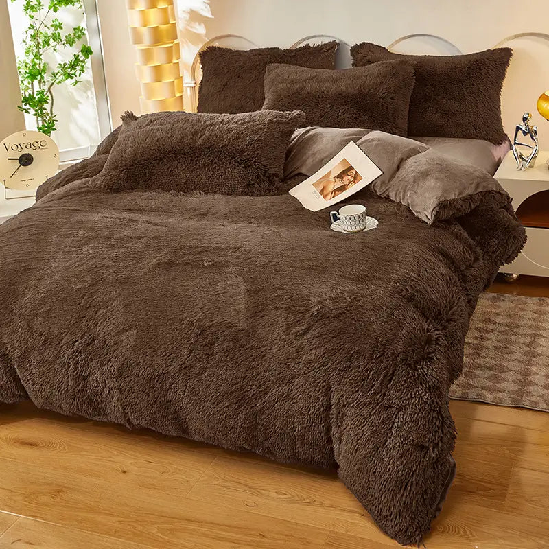 Parure de lit en polaire pelucheuse teddy - chaude et ultra douce