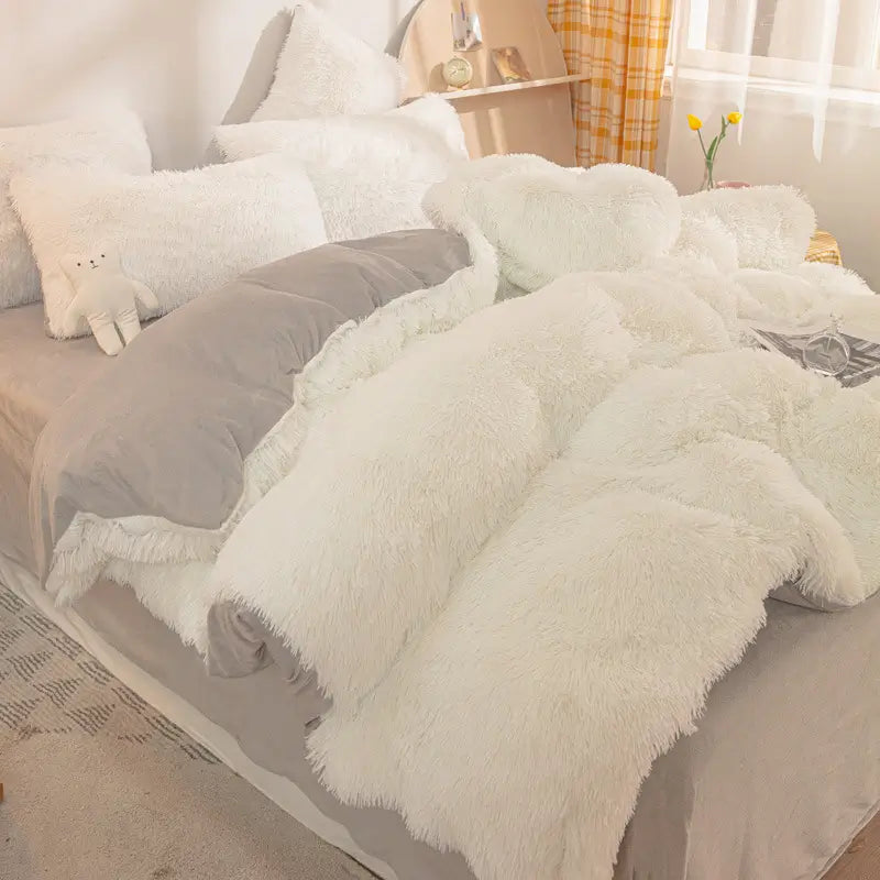Parure de lit en polaire pelucheuse teddy - chaude et ultra douce