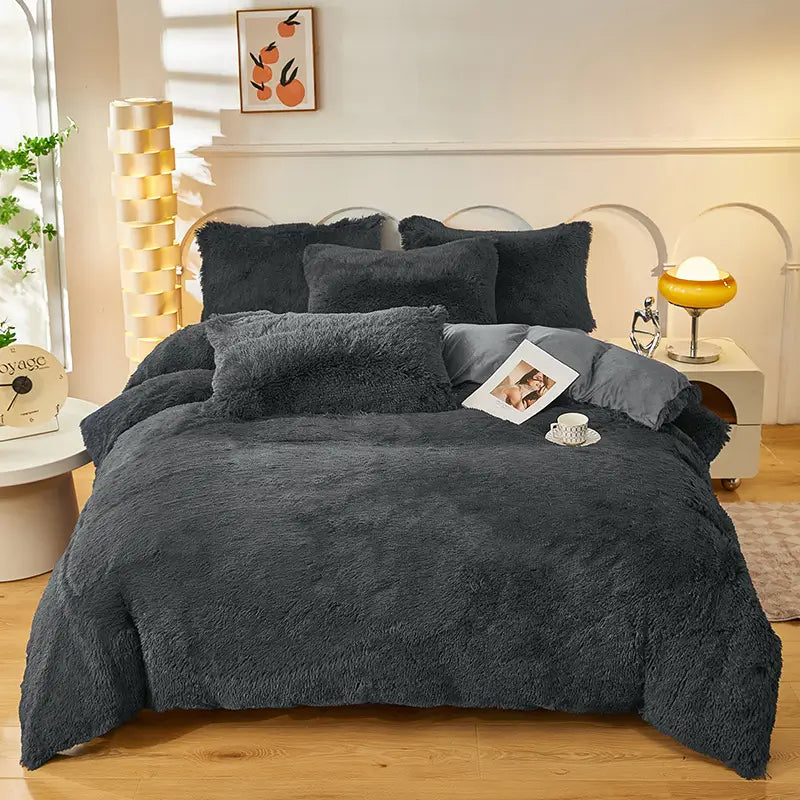 Parure de lit en polaire pelucheuse teddy - chaude et ultra douce