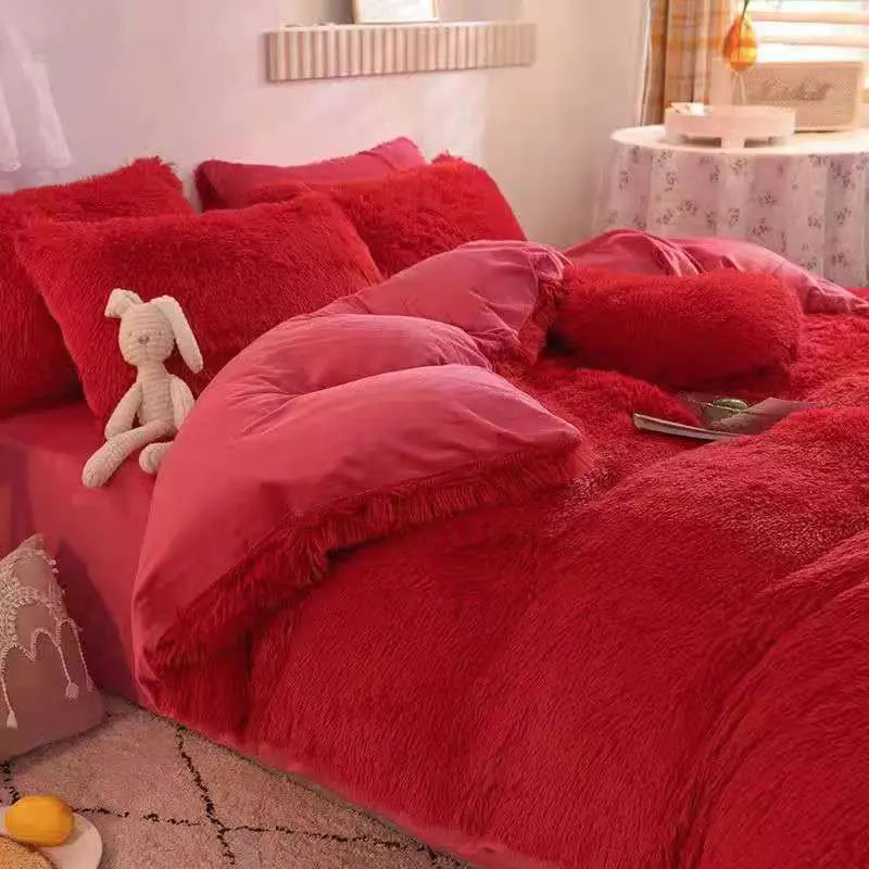 Parure de lit en polaire pelucheuse teddy - chaude et ultra douce