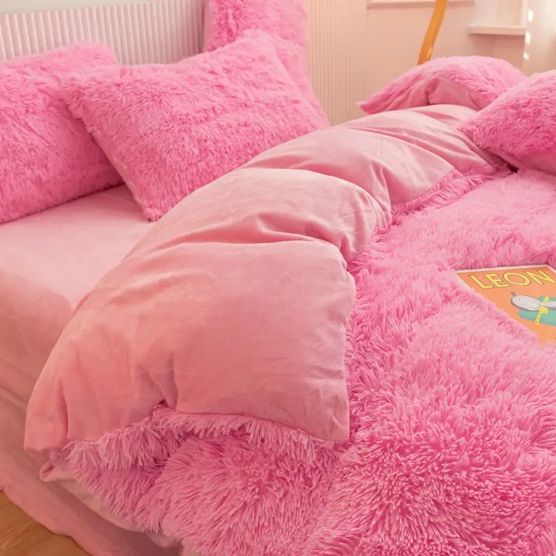 Parure de lit en polaire pelucheuse teddy - chaude et ultra douce
