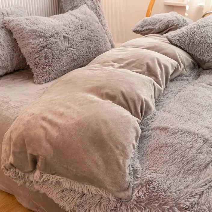 Parure de lit en polaire pelucheuse teddy - chaude et ultra douce