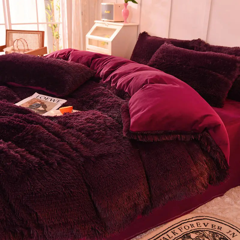 Parure de lit en polaire pelucheuse teddy - chaude et ultra douce