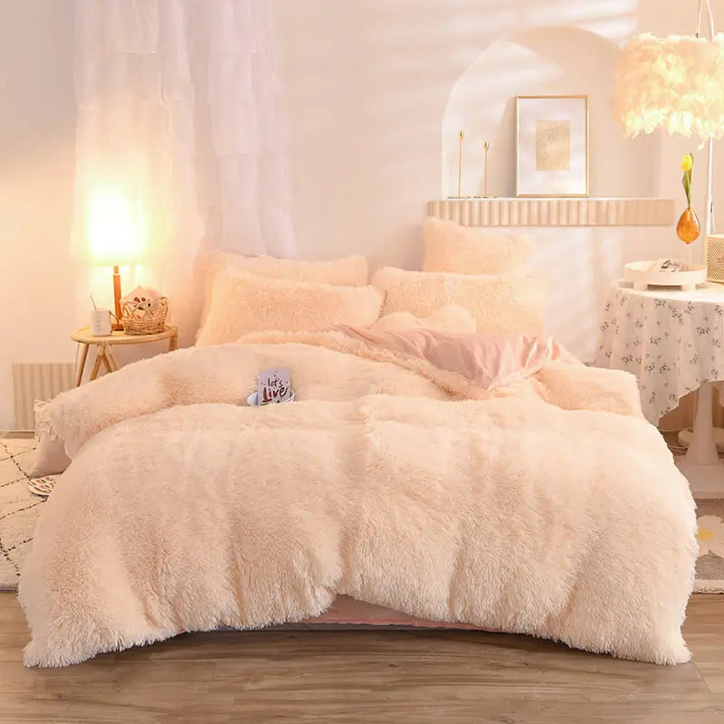 Parure de lit en polaire pelucheuse teddy - chaude et ultra douce