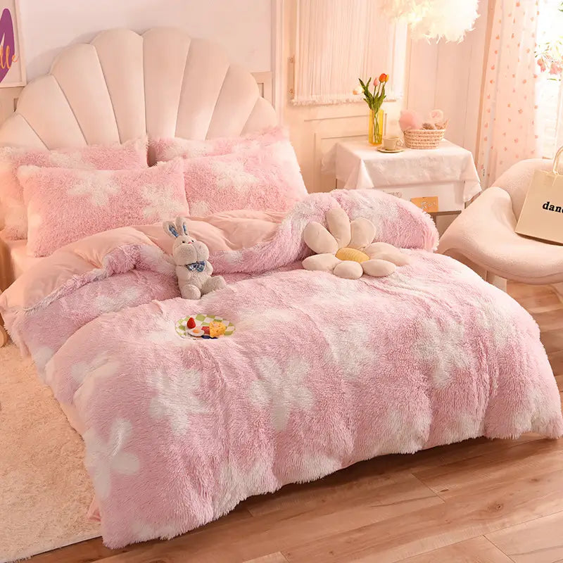 Parure de lit en polaire pelucheuse teddy - chaude et ultra douce