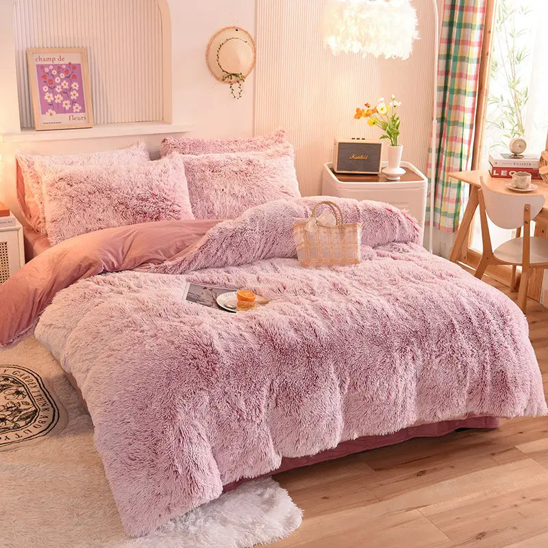 Parure de lit en polaire pelucheuse teddy - chaude et ultra douce