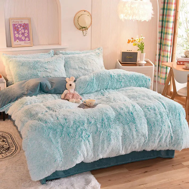 Parure de lit en polaire pelucheuse teddy - chaude et ultra douce