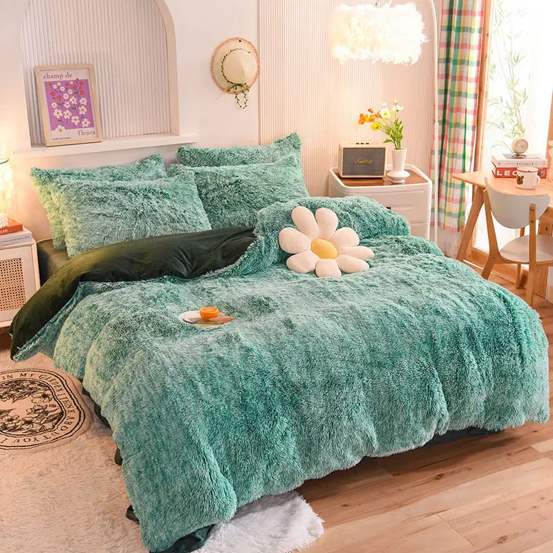 Parure de lit en polaire pelucheuse teddy - chaude et ultra douce