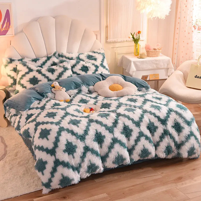 Parure de lit en polaire pelucheuse teddy - chaude et ultra douce
