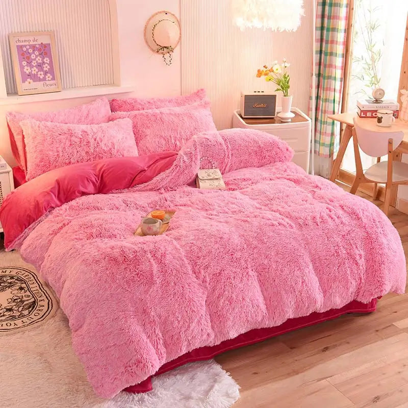 Parure de lit en polaire pelucheuse teddy - chaude et ultra douce