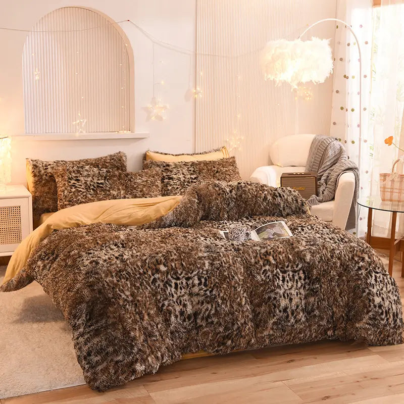 Parure de lit en polaire pelucheuse teddy - chaude et ultra douce