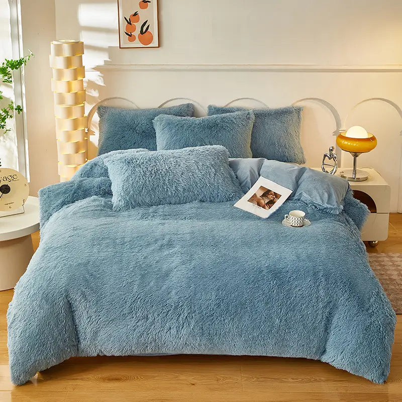Parure de lit en polaire pelucheuse teddy - chaude et ultra douce