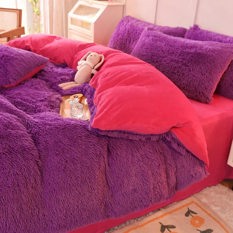 Parure de lit en polaire pelucheuse teddy - chaude et ultra douce