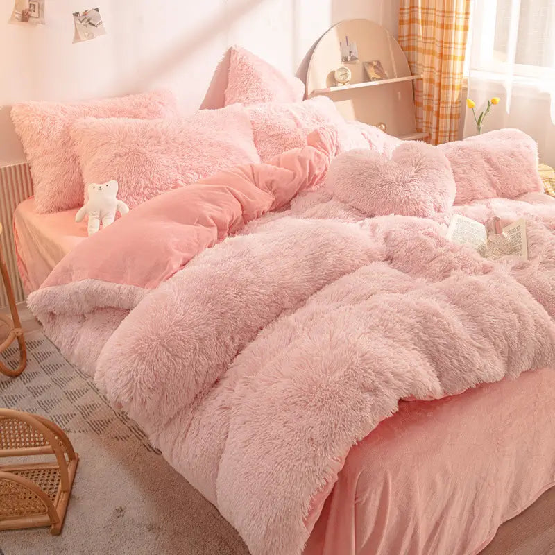 Parure de lit en polaire pelucheuse teddy - chaude et ultra douce