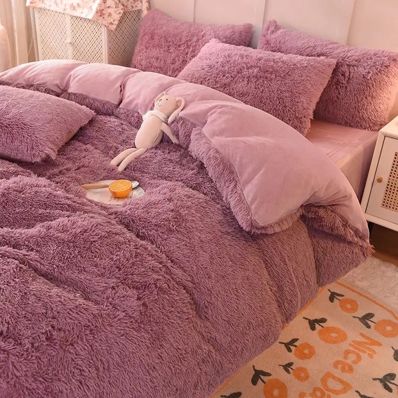 Parure de lit en polaire pelucheuse teddy - chaude et ultra douce