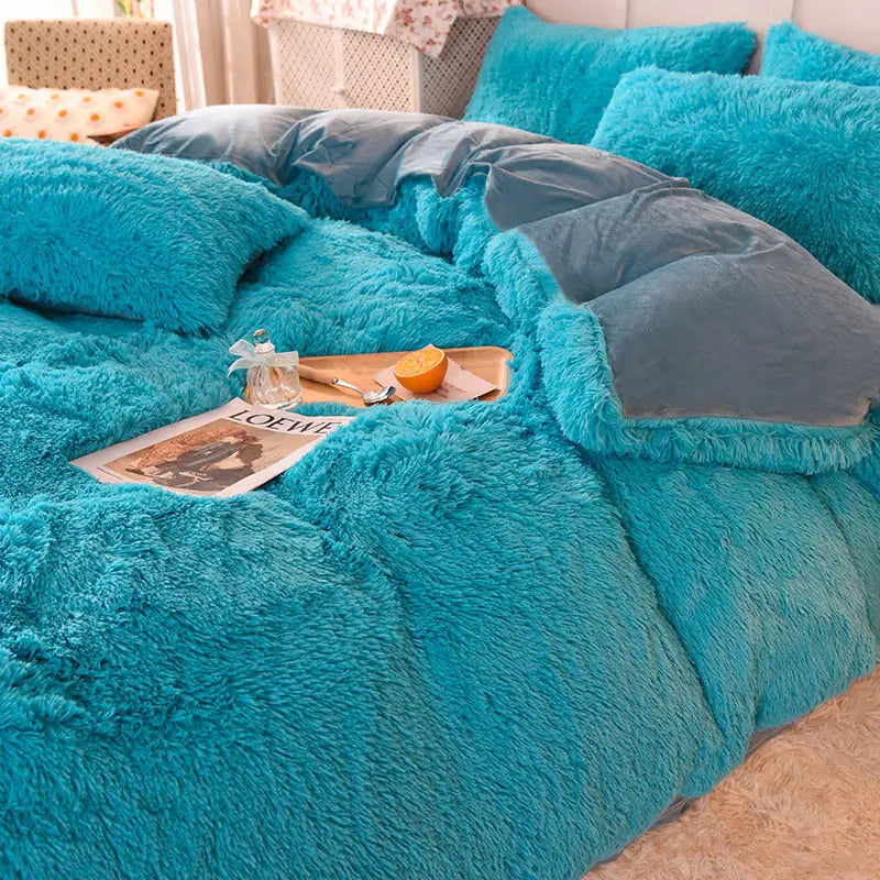 Parure de lit en polaire pelucheuse teddy - chaude et ultra douce