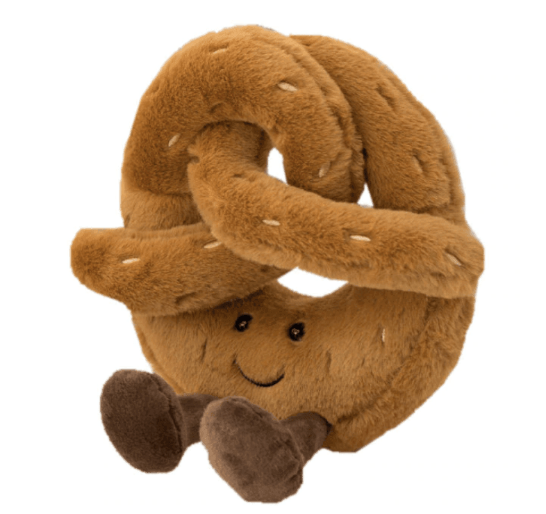 Peluche croissant, jouet doux et câlin pour enfants et adultes, marron et crème, fait main