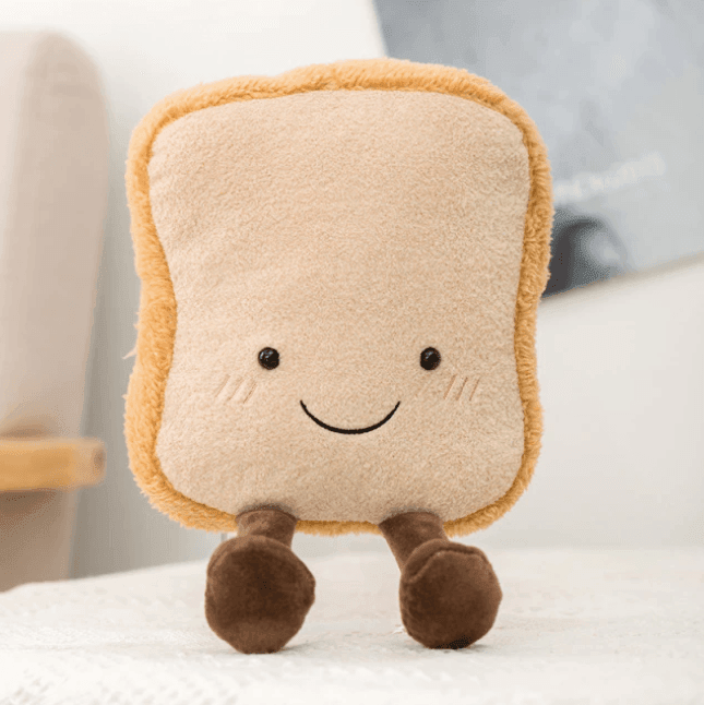 Peluche croissant, jouet doux et câlin pour enfants et adultes, marron et crème, fait main