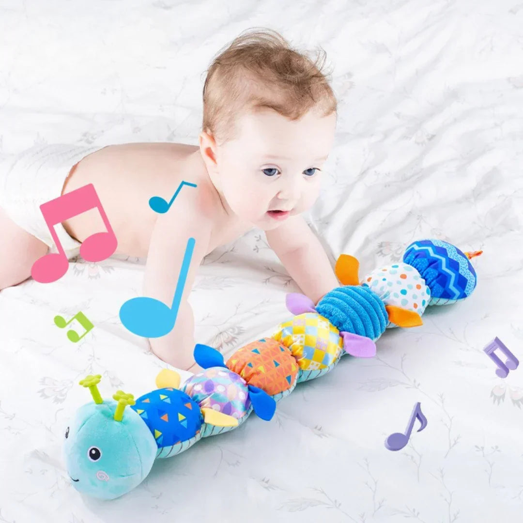 Peluche musicale et sensorielle pour bébé – Hochets et chenille douce