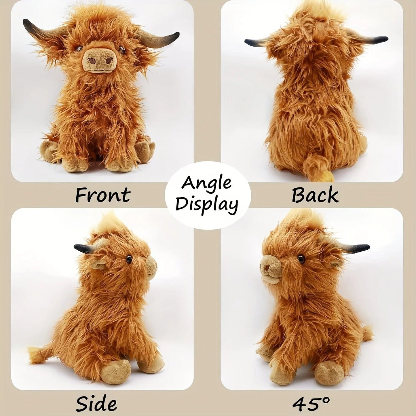 Peluche vache Highland douce pour enfants et adultes