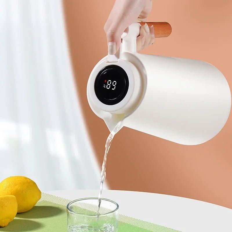 Pichet isotherme en acier inoxydable double paroi avec affichage numérique 1 l
