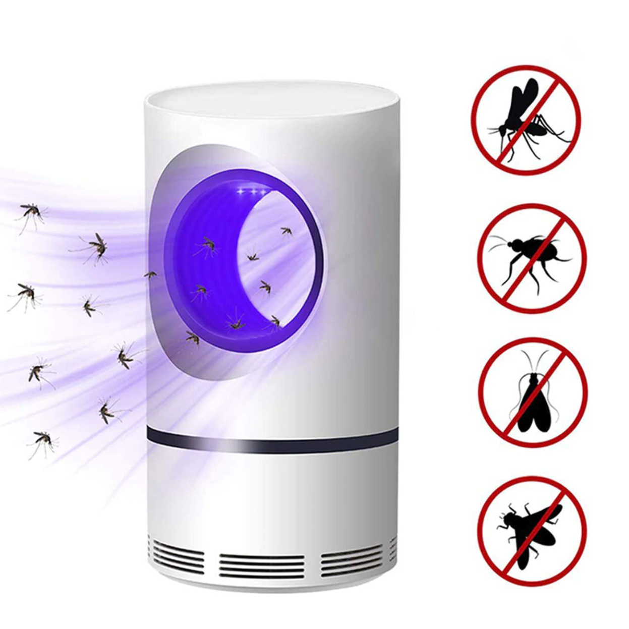 Piège à moustiques USB silencieux – Destructeur d'insectes sans produits chimiques avec lumière UV 365 nm pour intérieur et extérieur