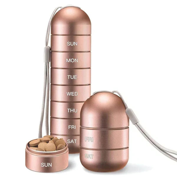 Pilulier de voyage sécurisé en aluminium